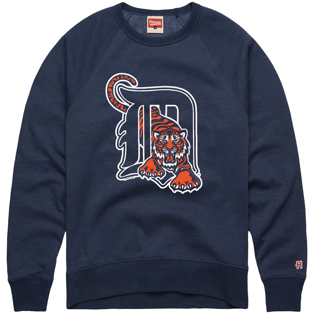  Detroit Tigers Homage Retro Tri-Blend Pullover Sweatshirt - Navy